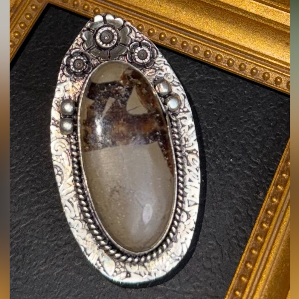 Floral Ring Sterling Silver and Agate—BIG Statement!!